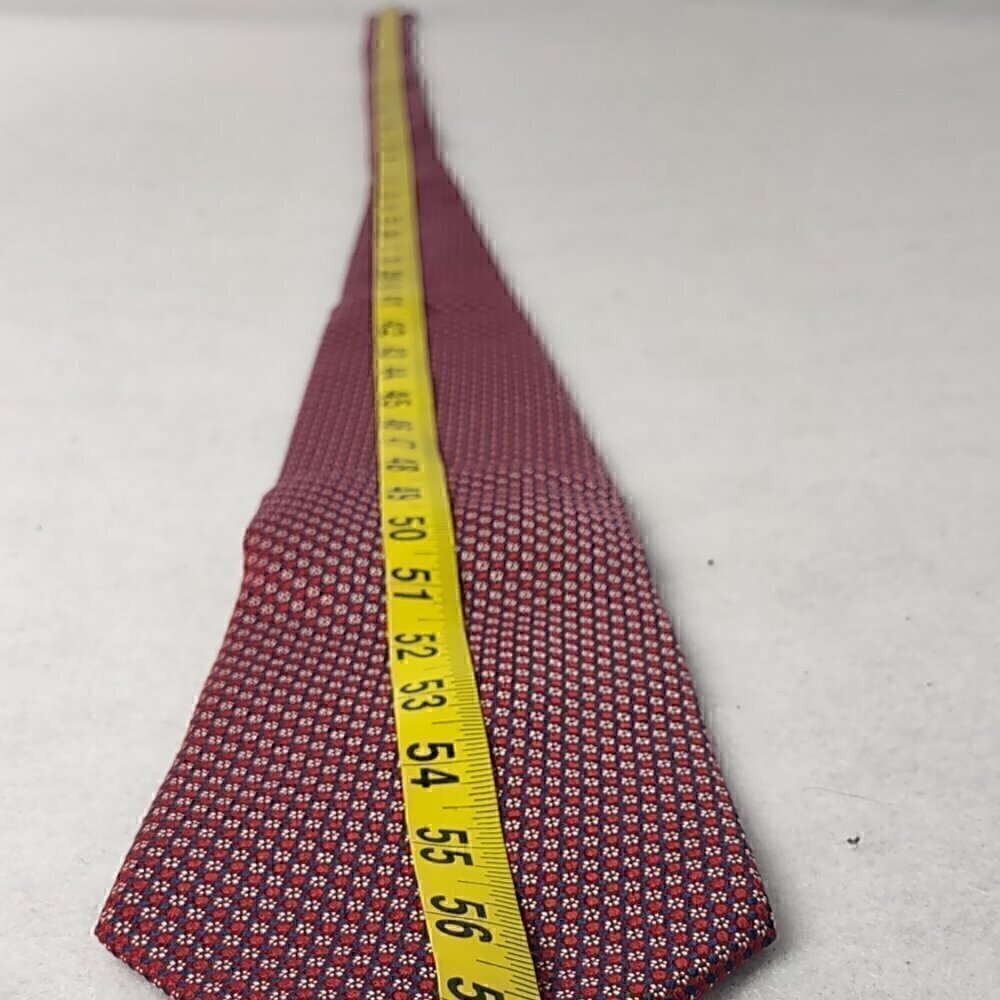 Club Room by Charter Club Burgundy,  White, Blue 100% U.S.A Made Silk Necktie - Picture 4 of 8